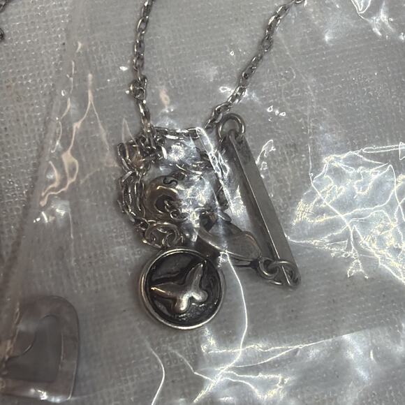 Kendra Scott Dolly Parton Ari Heart Music Note Necklace Silver Drusy Dust Bag179 - Picture 6 of 8